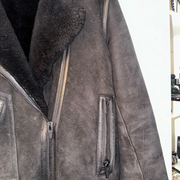 The Arrivals Moya Suede Black Shearling Jacket - Picture 7 of 12